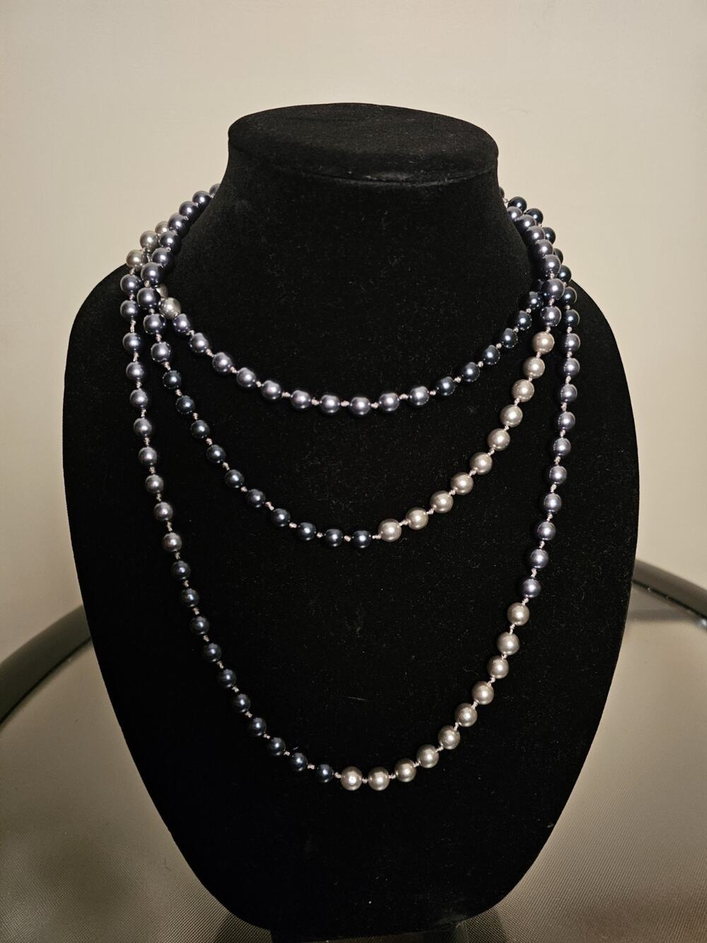 Loft Double Strand of Blue Pearl Beads